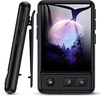 AGPTEK MP3 Player Bluetooth 5.3, 32GB, Touchscreen, Sport 2,4 Zoll TFT Farbbildschirm, unterstützt bis 128GB TF Karte, Player mit Clip, eingebaut Lautsprecher, FM Radio, E-Book, HiFi Sound, Schwarz