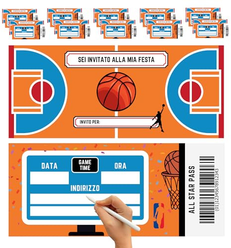 hOmty 25pz Inviti compleanno bambino Basket. Biglietti invito compleanno bambino. Biglietti festa compleanno a tema