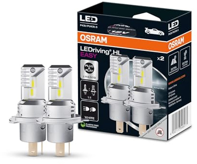 OSRAM LEDriving HL EASY ≜ H4/H19, LED high and low beam lamp, Cool White 6500K, no accessory needed, offroad use only - no ECE, 2 lamps