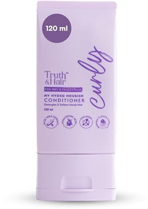 Hydro Nourish Après-shampoing pour cheveux bouclés (120 ml) | Enrichi en huile de romarin, huile d'argan, collagène, graines de chia et acide hyaluronique | Restaure l'élasticité et le vernis des