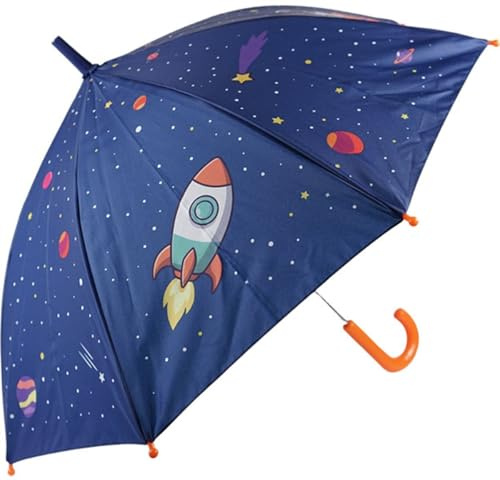 Toys & Gamers Kids Space Umbrella, Navy Blue with Planets and Stars Design, 76cm Diameter, Windproof Dome Canopy