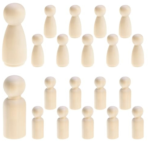 NIRJIK 20Pcs Wooden People, Wooden Peg Dolls 35mm, Figures DIY Dolls for Crafts, Painting Art Projects Wedding Decorations Party Ornaments and Creative Home Decoration