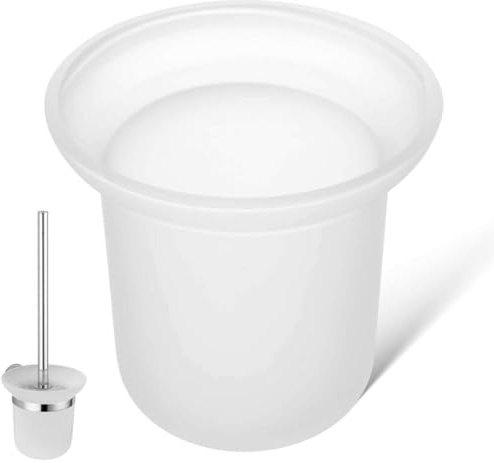 SEWACC Porta Escobilla WC De Cristal Esmerilado Mate Vaso Compacto Antideslizante para Baño Soporte Multifuncional para Cepillo De Inodoro Y Accesorios Ideal para Baños Domésticos Y Oficinas