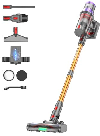 Dsoope YU7 Max Cordless Vacuum Cleaner 600W 75Min 55kPa Powerful Suction Stick Vacuum, Anti-Tangle, Touch Screen, Self-Standing Lightweight Wireless Vac for Home Pet Hair Carpet Hard Floors