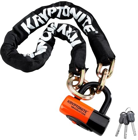 Kryptonite New York 1213 Cinch Ring Bike Chain Lock, 4.2 Feet Long Heavy Duty Anti-Theft Sold Secure Gold Bicycle Chain Lock and Keys for Ultimate Security E-Bike, Motorcycle, Scooter