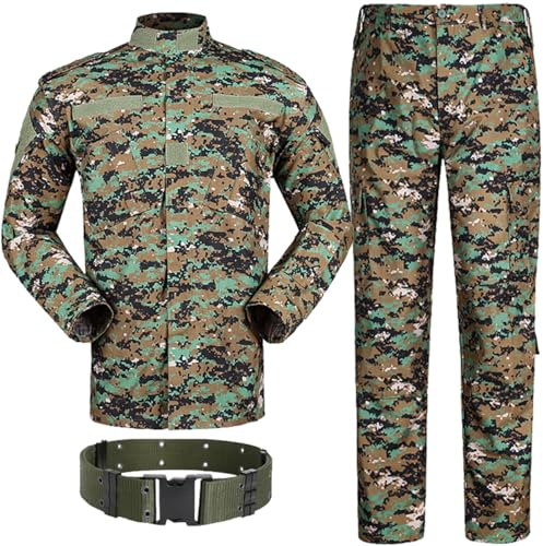 HANSTRONG GEAR Uniforme militaire tactique pour homme avec pantalon de chasse BDU, chemise et pantalon avec ceinture, XXL