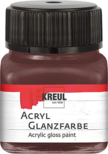 KREUL 79211 - Acryl Glanzfarbe, 20 ml Glas in dunkelbraun, glänzend-glatte Acrylfarbe zum Anmalen und Basteln, auf Wasserbasis, speichelecht, schnelltrocknend und deckend