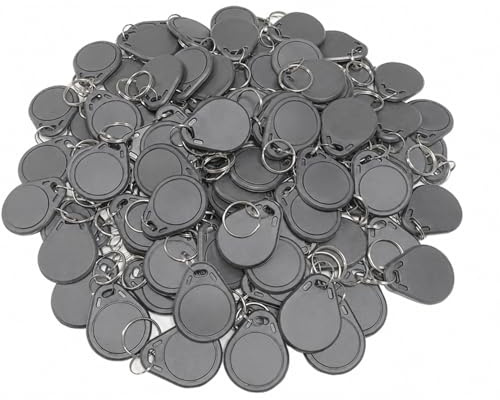 OBO HANDS (paket med 100 vattentät ABS 13,56 MHz ISO14443A MF klassisk 1K NFC-token, RFID-nyckelring, RFID-tagg (grå)