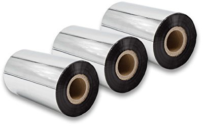 vhbw 3X Thermotransfer-Band kompatibel mit Zebra Z6M, Z6M+, ZM400, ZM600, ZT200, ZT220, ZT230 Drucker Etikettendrucker, Wischfest, 110 mm x 300 m, Wachs-Plus Schwarz