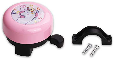 MINI-FACTORY Unicorn Kids Bike Bell and Streamers Set - Loud Clear Ringing Bicycle Bell & Colorful Tassel Ribbons - Easy Attach Accessories for Childrenâs Bikes, Scooters, and Girlsâ Cycle Gifts