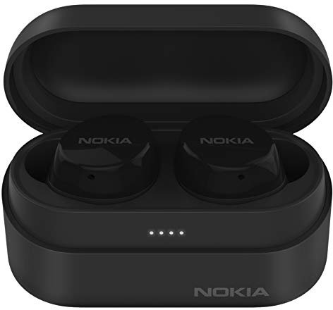 Nokia BH-405 Power Earbuds Lite Echte Kabellose Kopfhörer, 35 Stunden Spielzeit, IPX7 Wasserdicht, Bluetooth Kompatibel, Kompakte Kabellose Ladetasche, Schwarz