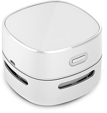ODISTAR Aspiradora de escritorio, mini barredora de polvo de mesa, ahorro de energía, alta resistencia de hasta 400 minutos, diseño giratorio de 360º para teclado/hogar/escuela/oficina (carga blanca)