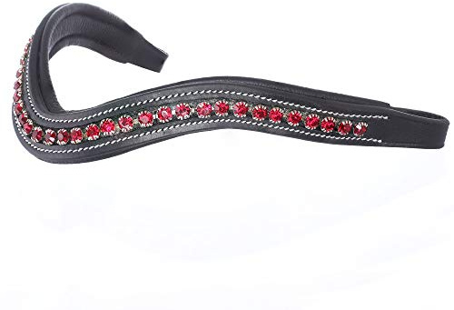 Exion Curved Crystal Browband for Horses – Soft Padded Bling English Bridle Brow Band | Dressage, Show, Jumping | Black, Brown | Siam Crystal Browband For Horses