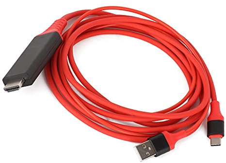 Typ -C Till HDMI -adapterkabel, 6 Fot 4K X 2K 1080P USB 3.1 Typ C Till HDMI -adapter Kabelkabel Kompatibel med -mobiltelefon(röd)
