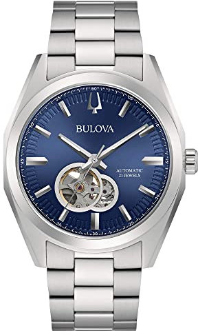 Bulova Herren Automatik Armband-Uhr aus Edelstahl mit Edelstahl Band - Surveyor - 96A275