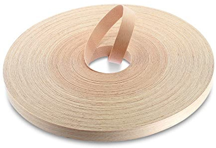WoodPress® 15 mm Echtbuche Vorverleimtes Furnier Kantenband - 50 m Handelsrolle - Aufbügelholz