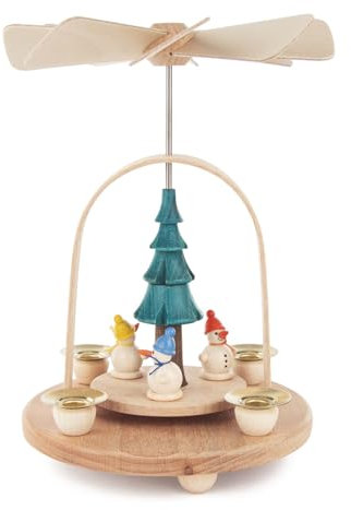 Rudolphs Schatzkiste Pyramid med snögubbe B x H x D 15 x 19 x 15 cm ny bordspyramid, träpyramid, julpyramid