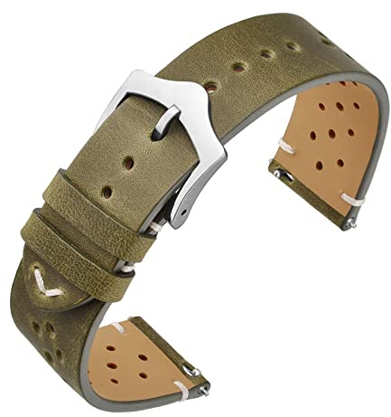 ANNEFIT Correas de Reloj Cuero Vintage 18mm 19mm 20mm 22mm, Correa de Repuesto de Piel con Liberación Rápida