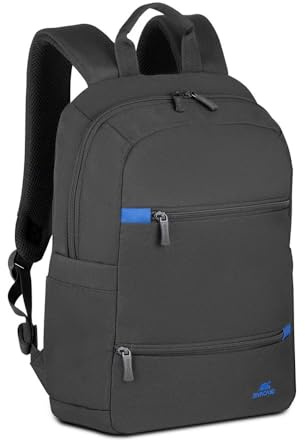 Rivacase kompakter Laptop Rucksack 14 Zoll - wasserdichter moderner Tagesrucksack für Männer und Frauen, Urban Backpack für Business, Reisen, Sport, Uni, Schule