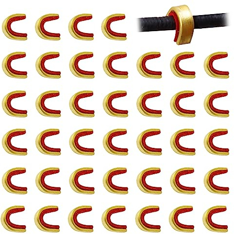 SPG Bow String Nock Points - 40 Packs Arrows Bowstring Nocking Point Set Archery Accessories String Buckle Clip for Recurve Compound Longbow Bows (Red)