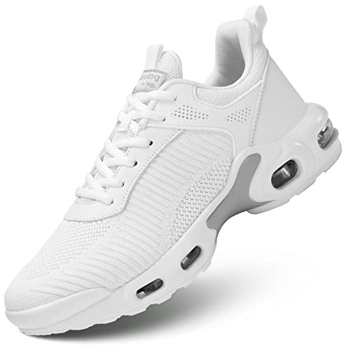 Baskets tendance antidérapantes pour homme - Chaussures de course à pied pour homme - Athlétisme - Sport - Tennis - Basketball, blanc, 41 EU