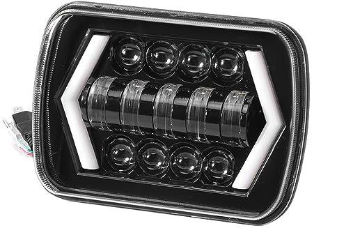 Leapiture Quadratischer Scheinwerfer, 5 x 7 Zoll, Abblendlicht, Autoscheinwerfer mit LED-Blinker, geeignet für Jeep-Fahrzeuge