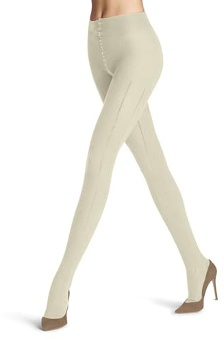 FALKE Needlepoint W TI cotone lana spessi tinta unita 1 pezzo, Collant Donna, Bianco (Off-White 2010), 36-38