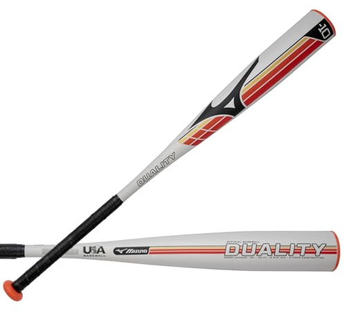 Mizuno Duality Hybrid - Big Barrel Youth Baseball Bat (-10) | 30 Inch 2 Piece Aluminum Youth - Boys Baseball Bat | Grey/Red