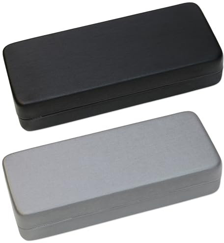 THIVENNY Brillenetui Hardcase,2 Stücke Brillenetui PU-Leder mit Seidige Texture,Sonnenbrillen Etui für Damen Herren,Brillen Etui Schwarz und Grau Glasses Case,Brillene tui Sonnenbrille