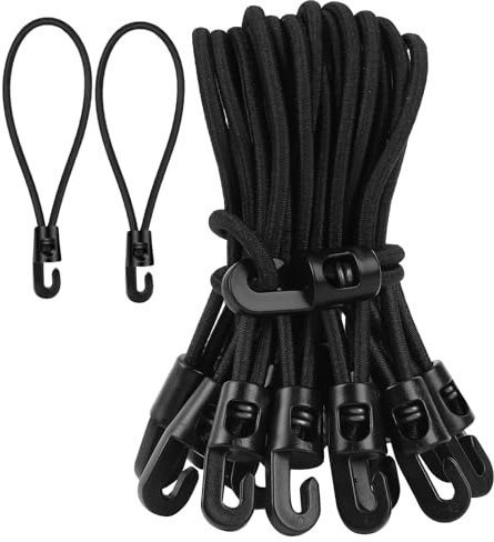 JULMELON Lot de 20 tendeurs en caoutchouc avec crochets - 10 cm - Multifonctionnel - Pour bâches, tentes, filet de camping