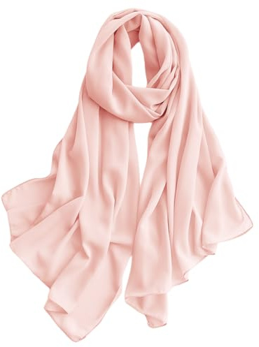 Chiffon Hijab for Women Sheer Shawl and Wraps for Wedding Bridal Scarves Summer Lightweight Sun-proof Scarf Light Pink