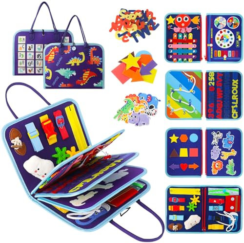 Kaisibum Busy Board Montessori Spielzeug ab 2 3 4 Jahre, Activity Board Quiet Book Motorikspielzeug für Kleinkinder, Geschenk Junge Mädchen Baby Lernspielzeug für Reise Auto Flugzeug