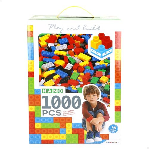 ColorBaby 47941 Color Block Bloques construcción niños, 1000 Piezas Mini, Tamaño pequeño, Compatibilidad Universal, Construcciones, Juguete Construir, Juegos educativos, Juguetes niño 6 años