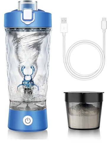 mountop Shaker Bottle 650ml, Shaker Elettrico per Proteine, USB C Ricaricabile, Frullatore Elettrico per Frullati Proteici e Sostituti del Pasto, BPA Free, Realizzato in Tritan(Blu)