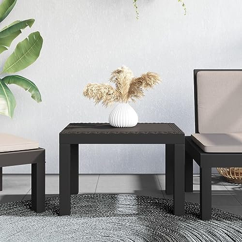 LAPOOH Gartentisch Anthrazit 59x47x40 cm PP Terrassentisch, Esstisch Garten, Balkontisch, Gartenesstisch, Gartenmöbel, Partytisch, 364727