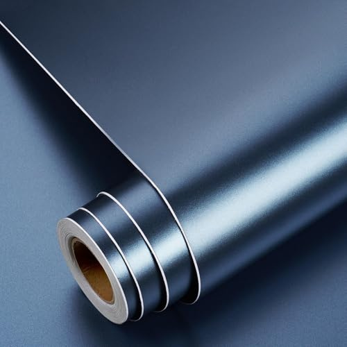 YENHOME Självhäftande vinyl blå metalliserad bänkskiva kök 60 x 300 cm självhäftande tapet marinblå möbler för kylskåp skåp papper vinyl klistermärke möbler klistermärken kök mikrovågsugn