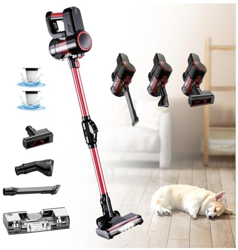 LRF-yxkj Aspira E Lava Pavimenti Casa Asciutto e Umido,Luci LED,5 in 1 Lavasciuga Pavimenti Senza Filo per Pulizia Domestica/Capelli/Polvere/Lavapavimenti