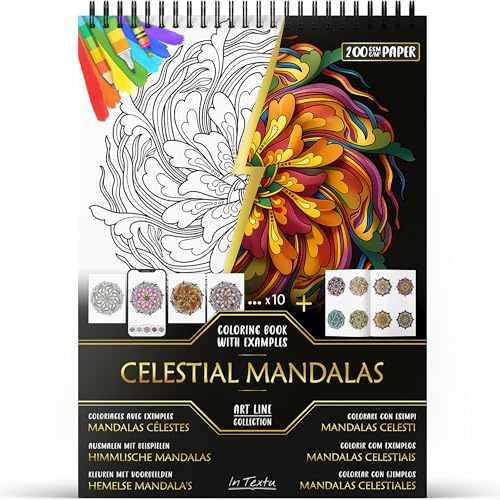 In Textu Libro de Colorear para Adultos Mandalas Celestiales, Papel 200g/m²