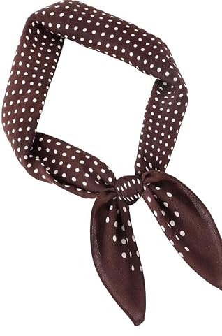 Silk Bandanas for Women,Stylish Neck Scarf,Vintage Polka Dot Scarf 70x70 cm,Chic and Classic Spring Scarf,Perfect for Gifts,Travel,Vacations,Sportswear,Mix and Match to Suit Your Style (Brown Polka)