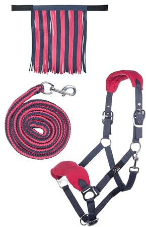 HKM 10733 Halfterset, Halfter Fliegenfransen Strick 180cm Karabiner, Pony VB WB