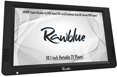 Rawblue 10 Inch Portable Digital DVB-T2 TFT HD Screen Freeview LED TV for Car,Caravan,Camping,Outdoor or Kitchen.Built-in Battery Television/Monitor with Multimedia Player Support USB card