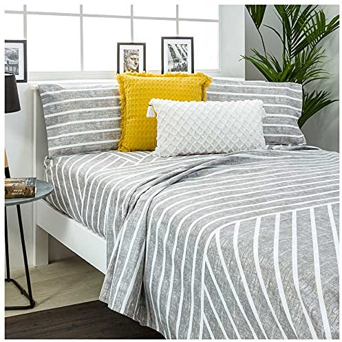 COTTON ARTean Juego de sábanas 200x200 TORRETA gris Microfibra cepillada. 4 piezas: Encimera, 2 Fundas de Almohada, Bajera Ajustable