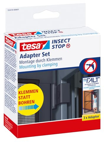 tesa INSECT STOP Klemm-Adapter-Set - Tür-Klemme für die Montage von tesa Aluminium Insektenschutz-Türrahmen ohne Bohren oder Schrauben - Anthrazit