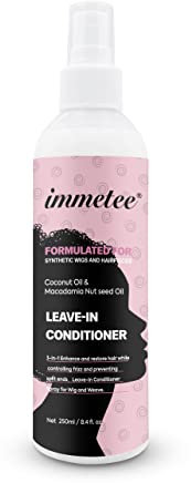 immetee Leave-In Hair Conditioner for Wig, Weave & Braid, Wig Moisturing & Hydrating Detangler Hair Mist, Heat Protectant Spray for Black Women & Men. 250Ml/8.4Fl. Oz (Formulated for Synthetic Wig)