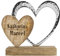 Herz & Heim® Herz Skulptur mit Gravur zur Hochzeit aus Holz/Metall (2 Namen mit Herz, 16 cm x 16 cm x 5 cm (B/H/T))