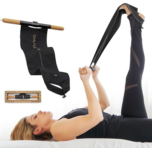 CastleFlexx Mobility and Full Body Strengthening Device | Non-Elastic Stretch Strap with Natural Premium Cork Handles for Stretching, Exercise, Physical Therapy, and Yoga