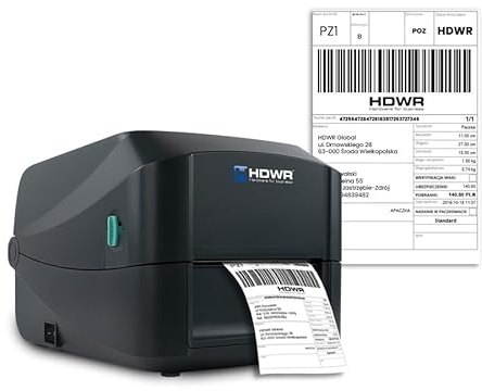 HDWR OPrintDA200N - Stampante per etichette a trasferimento termico e termico, risoluzione 203 DPI, velocità 152,4 mm/s, interfaccia USB e RS-232, con controllo app mobile
