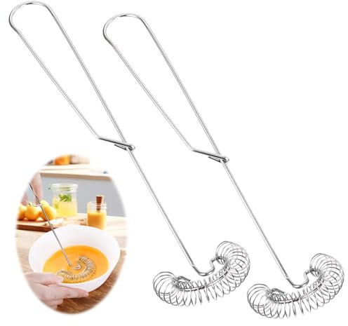 2 Stück Spiralbesen,Edelstahl-Schneebesen, Mini Klein Spiralschneebesen,Schaumschläger flacher Schneebesen Handschneebesen für Milch Eier Küchenhelfer Blender Koch- und Küchenhelfer