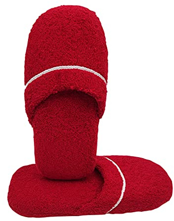 Chaussons éponge pour homme et femme lavables 100 % fabriqué en Italie, chaussons de bain, douche et invités, taille 41-45 et 36-40, Rouge pour femme., Taille unique