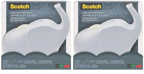 3M Scotch C43-ELPHT Abroller im Elefantendesign, 1 Rolle Magic Klebeband 19 mm X 8, 89 M C43 Elephant EU, Weiß (Packung mit 2)